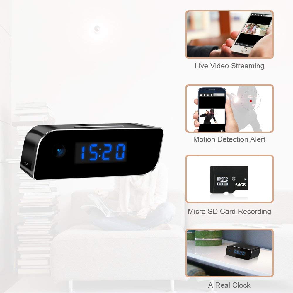 1080P WIFI Mini Camera Alarm Clock Wireless